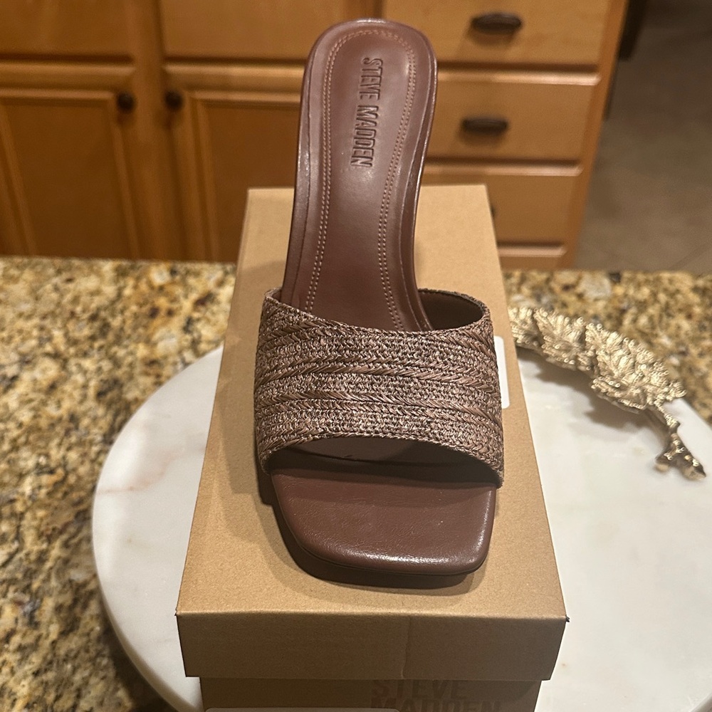 Steve Madden Brown Woven Slide Mule